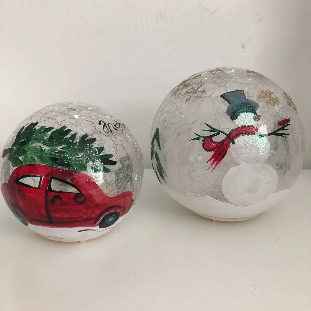 Lighted Hand Painted Festive Christmas Globes